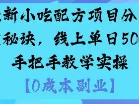 最新小吃配方项目分享独家秘诀，线上单日5张，手把手教学实操