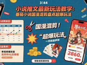 小说推文最新玩法教学，番茄小说国漫混剪盘点超爆玩法，全程干货，一天收益多张