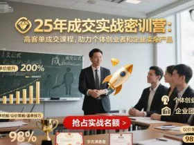 25年成交实战密训营，高客单成交课程，助力个体创业者和企业卖爆产品
