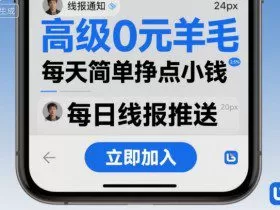 高级0元羊毛线报社群项目，每天简单挣点小钱
