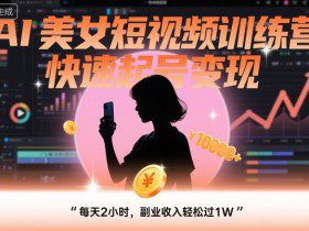 AI美女短视频训练营，快速起号变现，每天2小时，副业收入轻松过1W