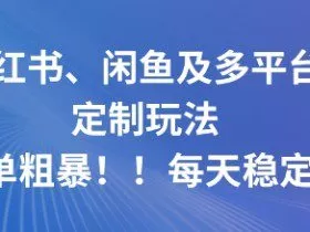 小红书、闲鱼及多平台定制玩法简单粗暴！每天稳定5张