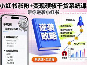 小红书涨粉+变现硬核干货系统课，带你逆袭小红书