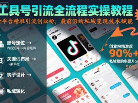工具号引流全流程保姆级实操教程，全平台精准引流创业粉，最前沿的私域变现技术赋能