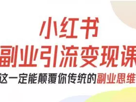 小红书副业引流变现课，从0-1跑通副业项目，这一定能颠覆你传统的副业思维