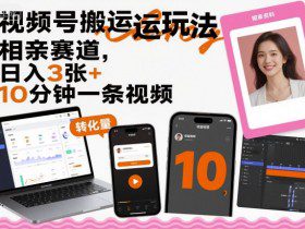 视频号搬运玩法，相亲赛道，日入3张+，10分钟一条视频