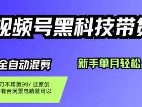 视频号黑科技短视频带货，新手一个月也1W+，纯搬运一刀不用剪，零投入【揭秘】