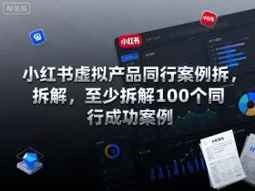 小红书虚拟产品同行案例拆解，至少拆解100个同行成功案例