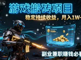 游戏搬砖项目，稳定持续收益，月入1W+，副业兼职賺钱必看【揭秘】