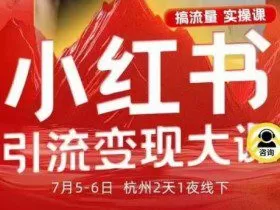 小红书引流变现7月线下大课，一次性讲透小红书笔记、矩阵、投放、引流、转化的全流程SOP