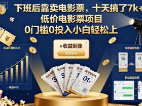 下班后靠卖电影票，十天搞了7k+，低价电影票项目，0门槛0投入小白轻松上手【揭秘】