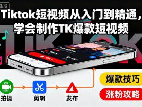 Tiktok短视频从入门到精通，学会制作TK爆款短视频