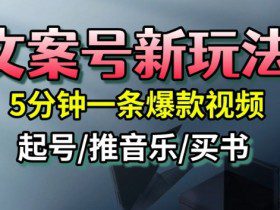 文案号新玩法，5分钟一条爆款视频，流量高，起号快，多方位变现