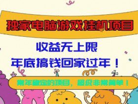 独家电脑游戏挂G项目，常年稳定，收益无上限，年底搞钱回家过年【揭秘】