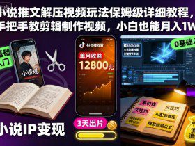 小说推文解压视频玩法保姆级详细教程，手把手教剪辑制作视频，小白也能月入1W+