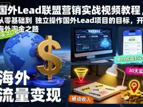 国外Lead联盟营销实战视频教程，从零基础到独立操作国外Lead项目的目标，开启海外淘金之路
