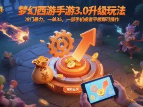 梦幻西游手游3.0升级玩法,冷门暴力,一单35,一部手机或者平板即可操作,一天几张轻轻松松【揭秘】