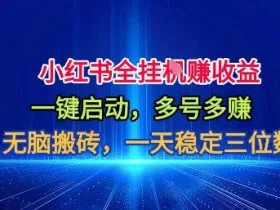 小红书全自动掘金项目，一键启动，无脑搬砖，一天稳定三位数【揭秘】