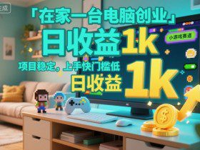在家一台电脑创业，小游戏赛道，项目稳定，上手快门槛低，日收益1k+【揭秘】