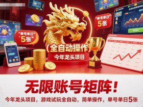 无限账号矩阵!今年龙头项目,游戏试玩全自动,简单操作,单号单日5张【揭秘】