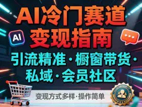 AI冷门赛道，引流精准，橱窗带货+私域+会员社区，变现方式多样，操作简单