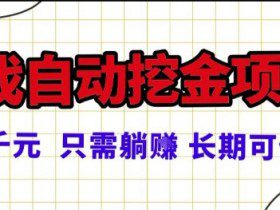 常年稳定的游戏自动掘金项目，日入1k，正规项目只需躺賺，长期可做【揭秘】