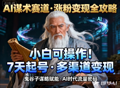 AI谋术赛道,涨粉快速,变现方式多样,小白可操作