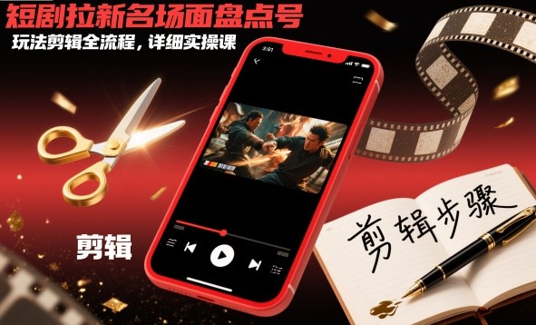 短剧拉新名场面盘点号玩法剪辑全流程,详细实操课