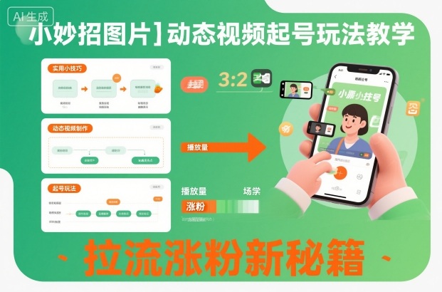 小妙招图片+动态视频起号玩法教学,拉流涨粉新秘籍
