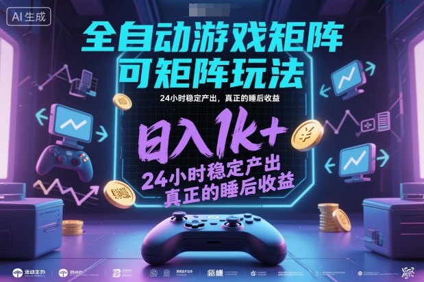 全自动游戏掘金,可矩阵操作,日入1k+,24小时稳定产出,真正的睡后收益【揭秘】