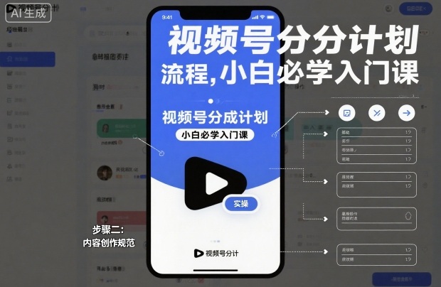 视频号分成计划实操流程,小白必学入门课