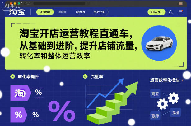 淘宝开店运营教程直通车,从基础到进阶,提升店铺流量,转化率和整体运营效率(更新11月)