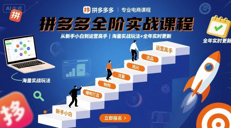大炮·拼多多全阶实战课程,从新手小白到运营高手,海量实战玩法+全年实时更新【2025年10月更新】