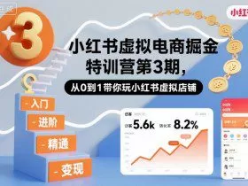 小红书虚拟电商掘金特训营第3期，从0到1带你玩小红书虚拟店铺