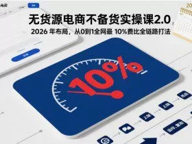 无货源电商不备货实操课2.0，2026年布局，从0到1全网最低10%费比全链路打法【更新中】