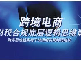 跨境电商财稅合规底层逻辑思维课，财务思维超实用于货讲解实现利润增长