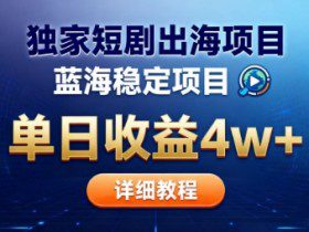 全网独家短剧出海掘金，蓝海红利，单日最高收益5w+，别卷国内了【揭秘】
