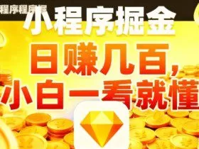 微信小程序掘金项目，日入几张，项目简单，小白一看就懂，5分钟就能学会上手操作【揭秘】
