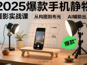 2025爆款手机静物摄影实战课,从构图到布光,不用贵设备,AI辅助出片