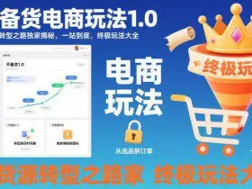 不备货电商玩法1.0，​无货源转型之路独家揭秘，一站到底，终极玩法大全