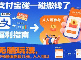 支付宝碰一碰撒钱了，无脑玩法，单号最低能搞几张，人人可以撸【揭秘】