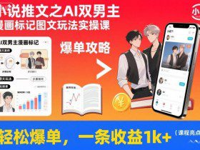 小说推文之AI双男主漫画标记图文玩法实操课，轻松爆单，一条收益1k+