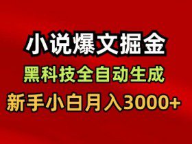 小说爆文掘金，黑科技一键全自动生成，新手小白月入3000+【揭秘】