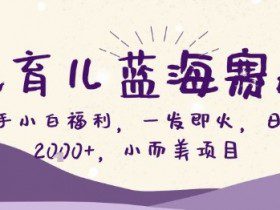 Ai育儿蓝海赛道，新手小白福利，一发即火，日入2k+，小而美项目【揭秘】
