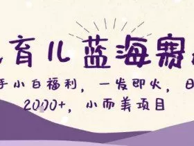 Ai育儿蓝海赛道，新手小白福利，一发即火，日入2k+，小而美项目【揭秘】