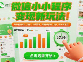 微信小程序变现新玩法，每天稳定收入几张，方法简单，零基础也能轻松上手，当天见收益【揭秘】