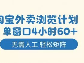 淘宝外卖浏览计划，到窗口4小时60+无需人工，轻松矩阵开干【揭秘】