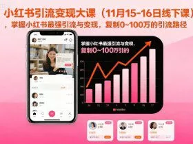 小红书引流变现大课（11月15-16日线下课），掌握小红书最强引流与变现，复制0~100万的引流路径