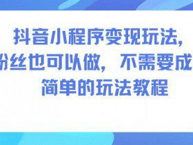 抖音小程序变现玩法，0粉丝也可以做，不需要成本，简单的玩法教程