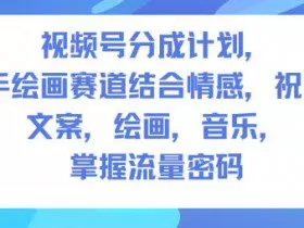 视频号分成计划，人生感悟手绘画赛道，文案，绘画，音乐，掌握流量密码